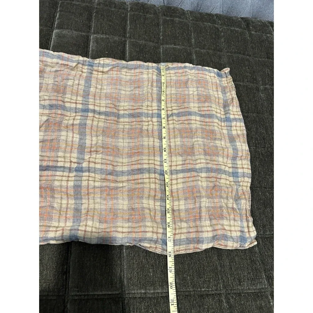 LIBECO Home 3 Pillow Cases 100% Linen Plaid